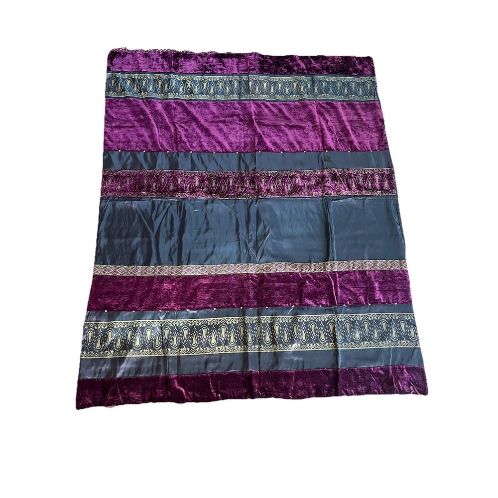NWOT ‎ Purple Global Marrakesh Patchwork Throw 50x60 w Matching Pier 1 Pillow